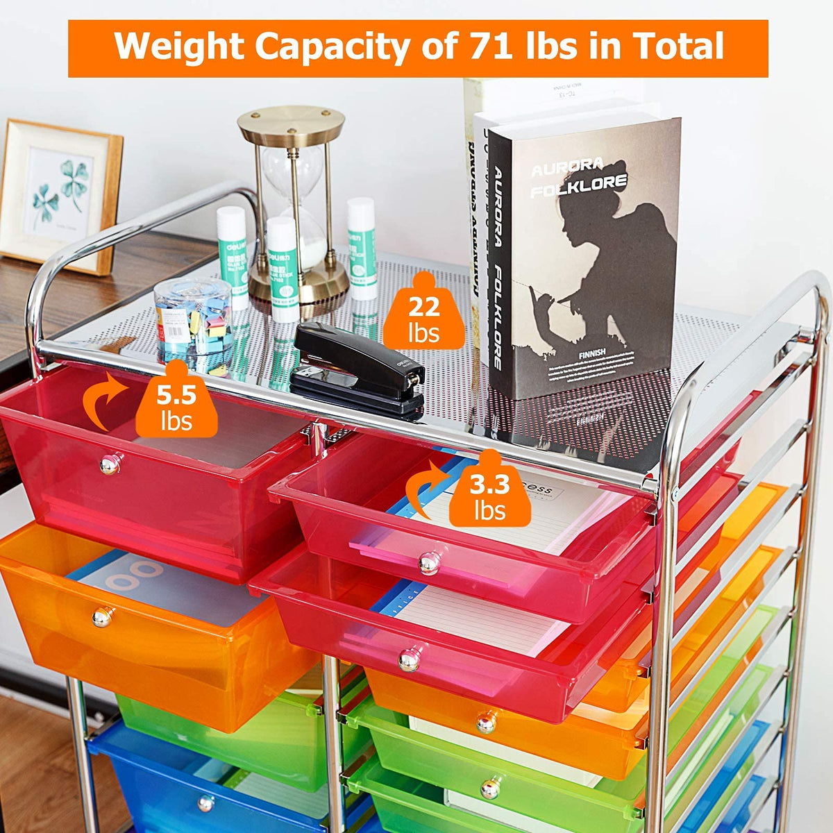 15 Drawer Rolling Storage Cart with Wheels L129029