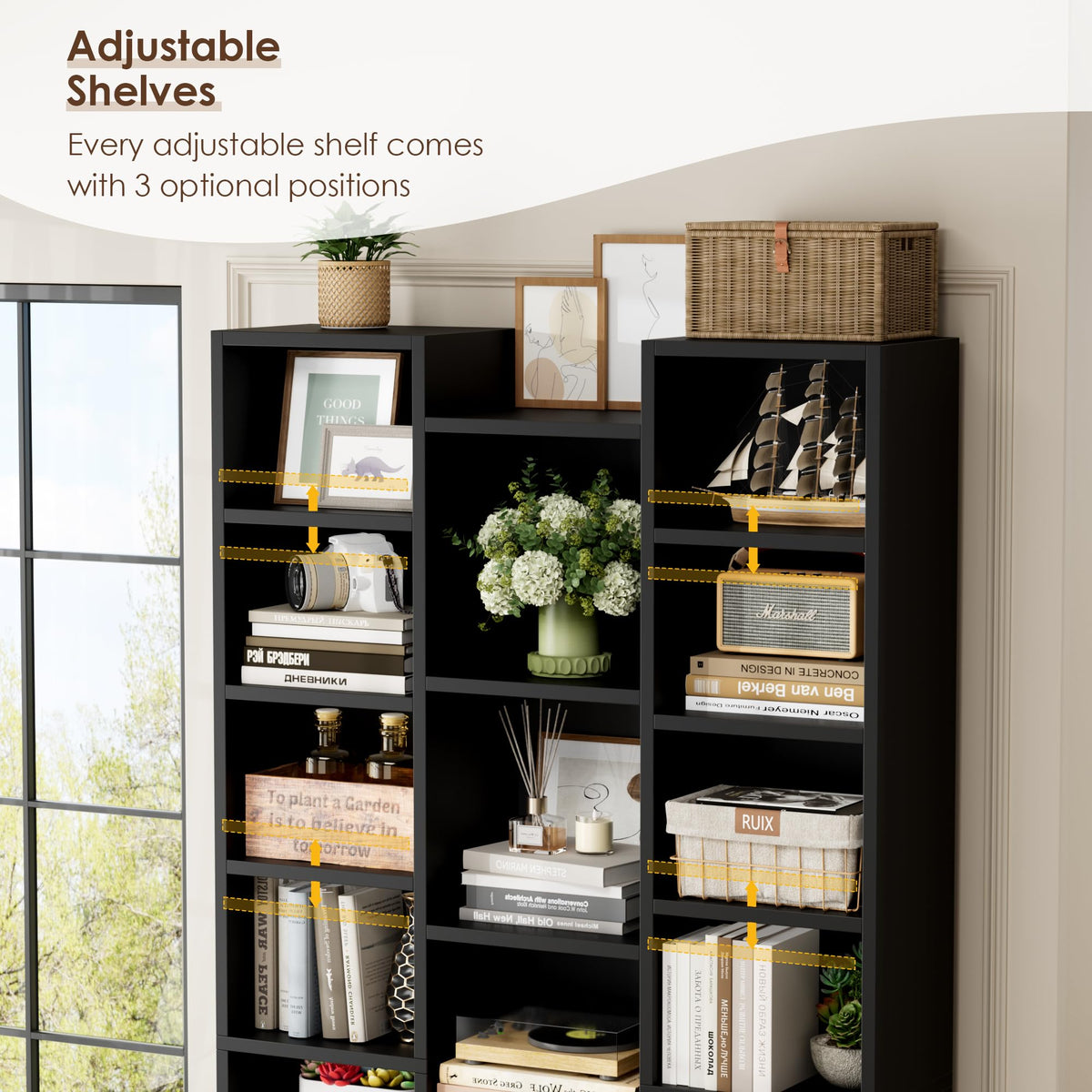 71'' H Black 21 Cube Bookshelf C5453