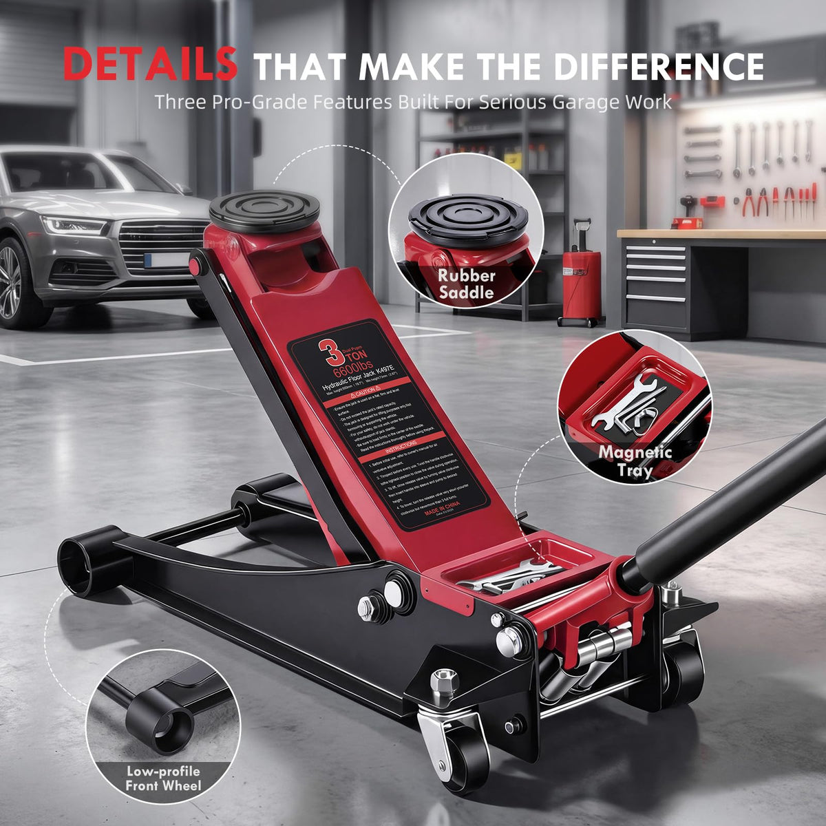 3 Ton Low Profile Hydraulic Floor Jack C38593