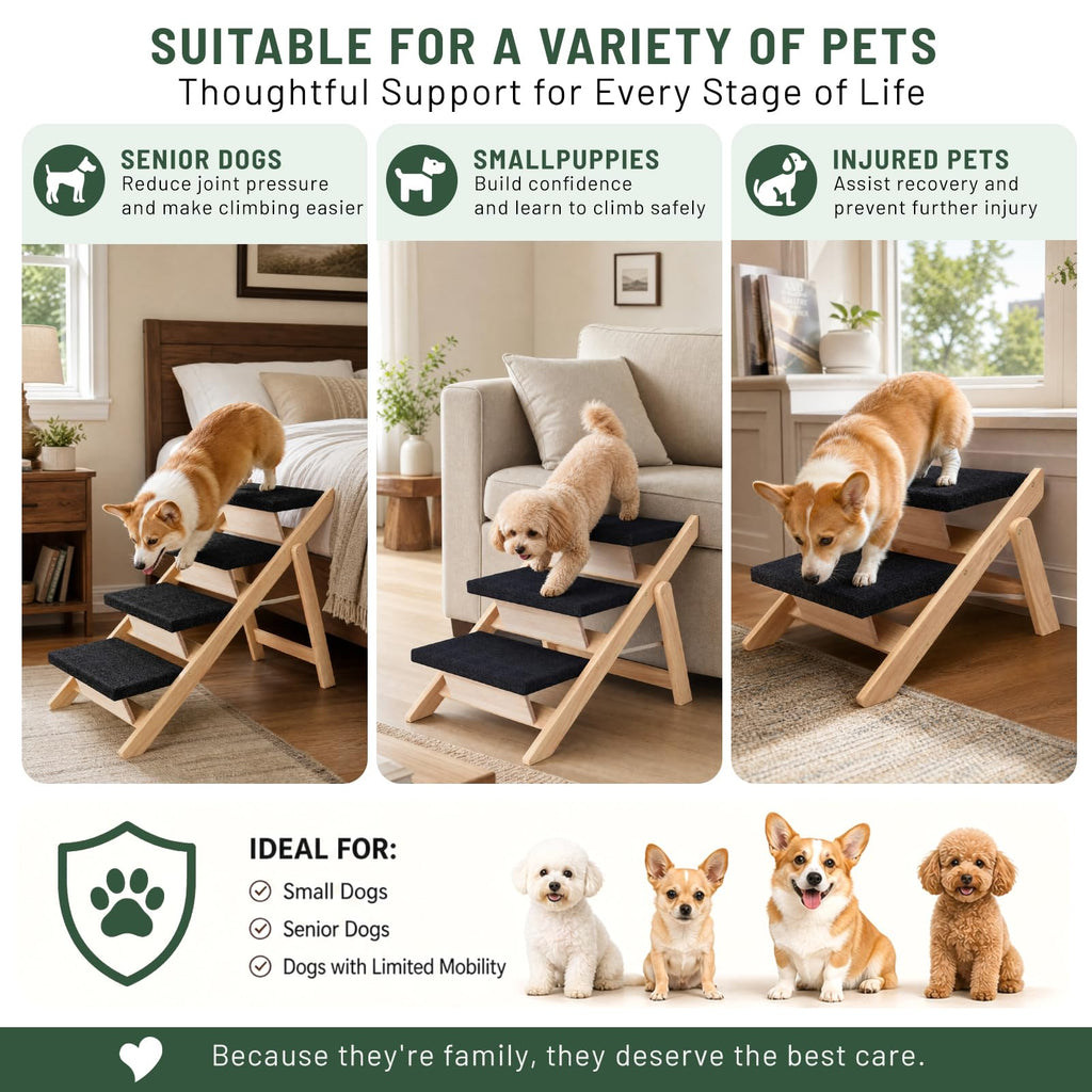 Wooden 2-in-1 Foldable Pet Stairs & Ramp L20986