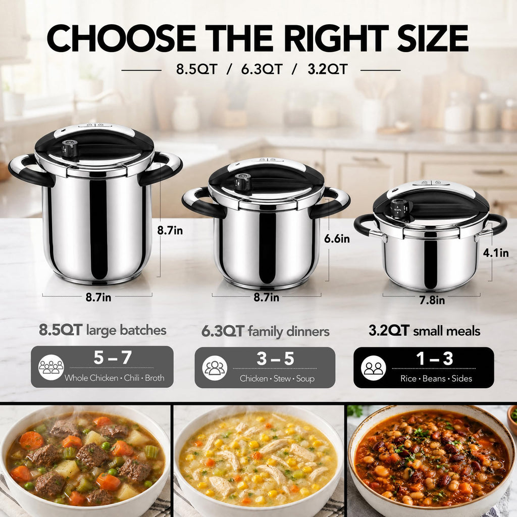 3.2QT Stainless Steel Stovetop Pressure Cooker Q295108