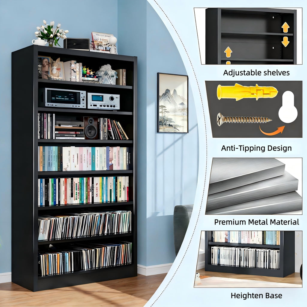Black 7 Tier Metal Media Storage Cabinet C5187