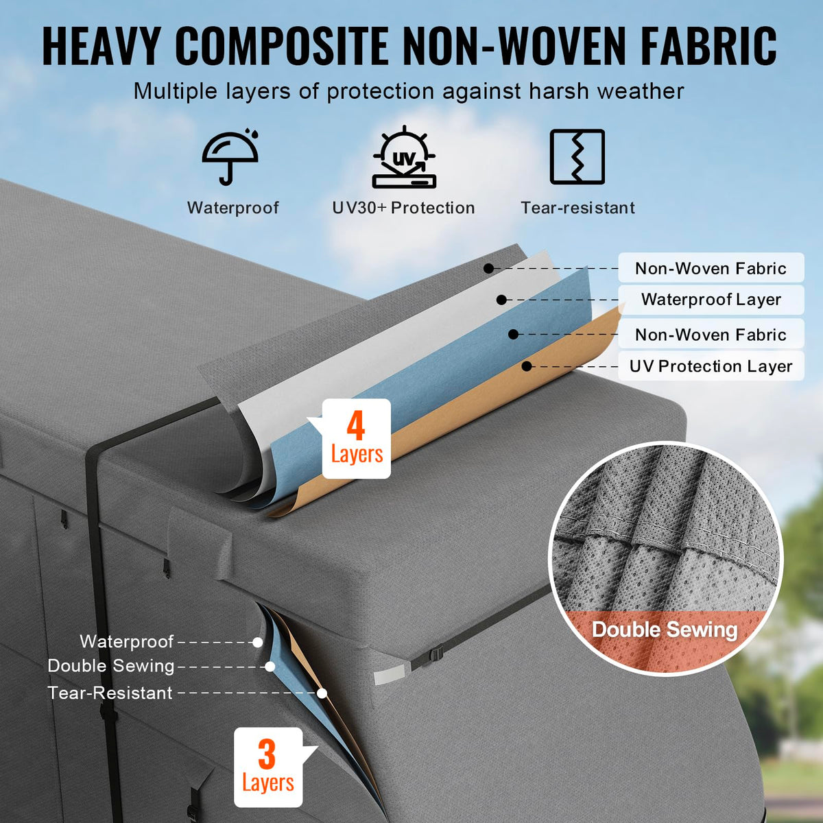 40-43 ft Non-Woven Fabric Waterproof RV Cover with Storage Bag C871