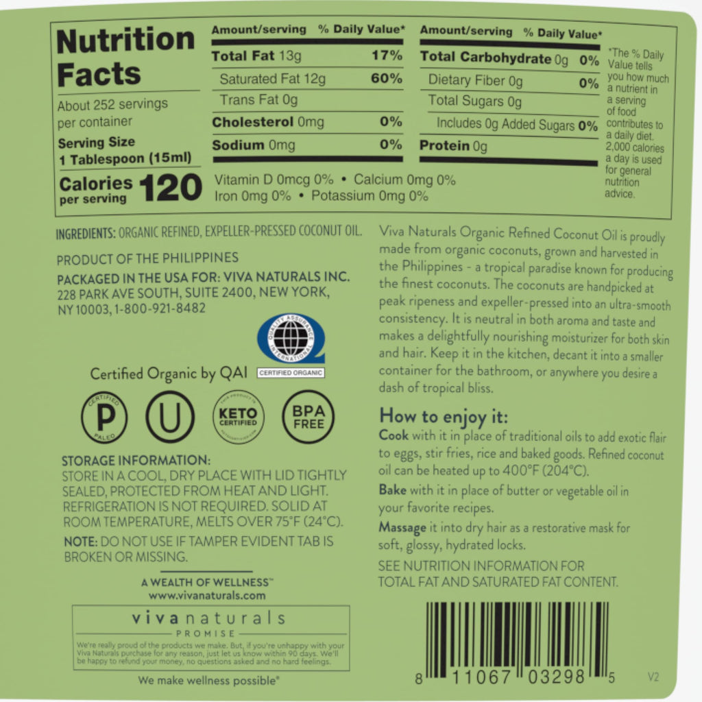 Organic Refined Coconut Oil 128 fl oz C107