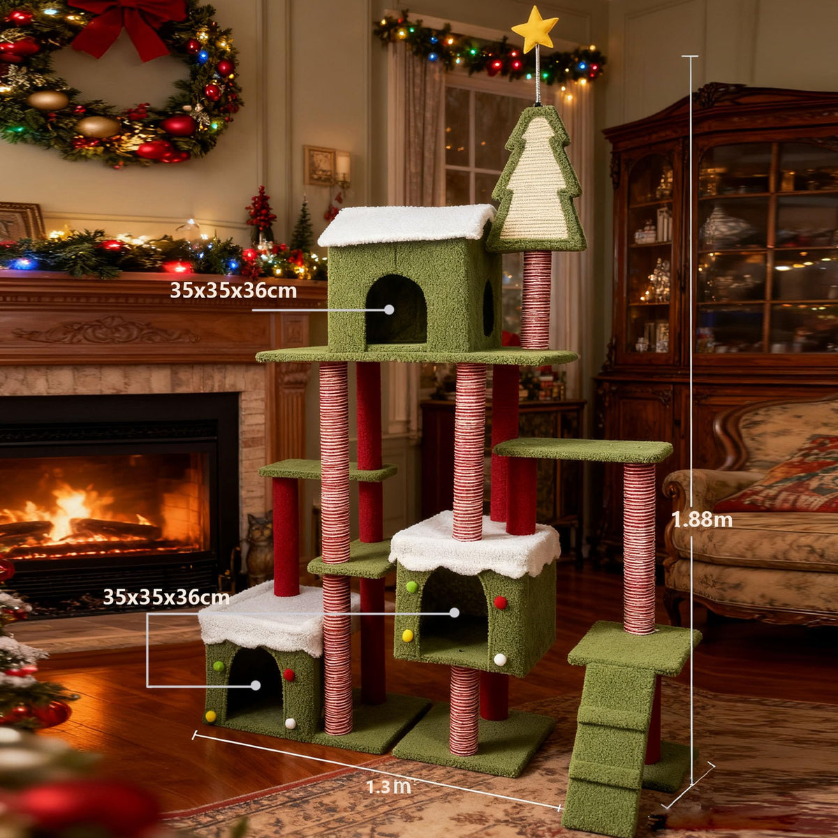 70 Inch Cat Tree with 3 Condos & Climbing Ladder W922