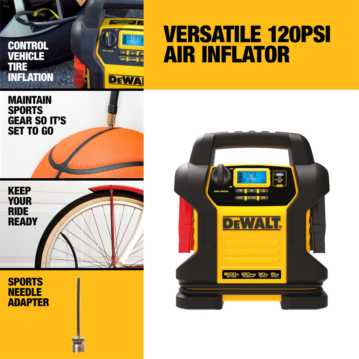 1600 Peak Amp Jump Starter with 120 PSI Air Inflator N286