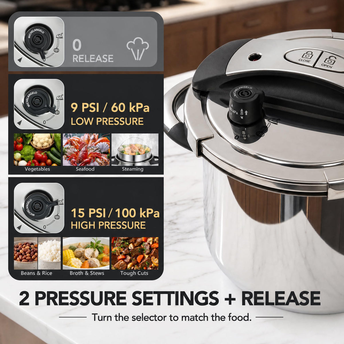 3.2QT Stainless Steel Stovetop Pressure Cooker Q295108