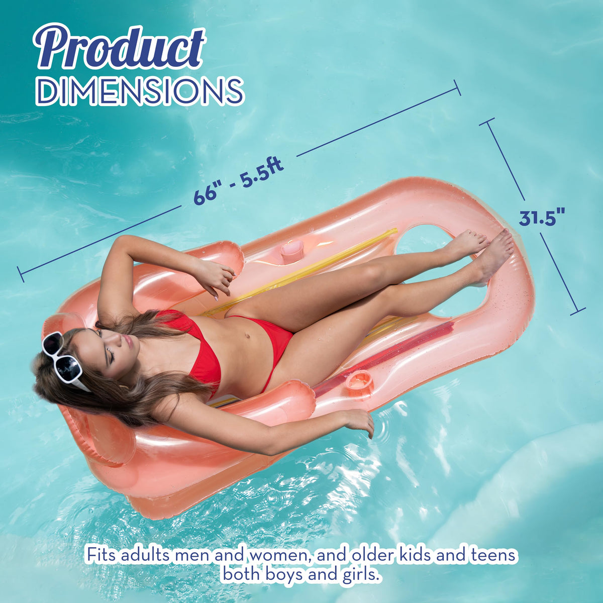 Adult Size Pool Floats Lounger with Cup Holder 2 Pack O569