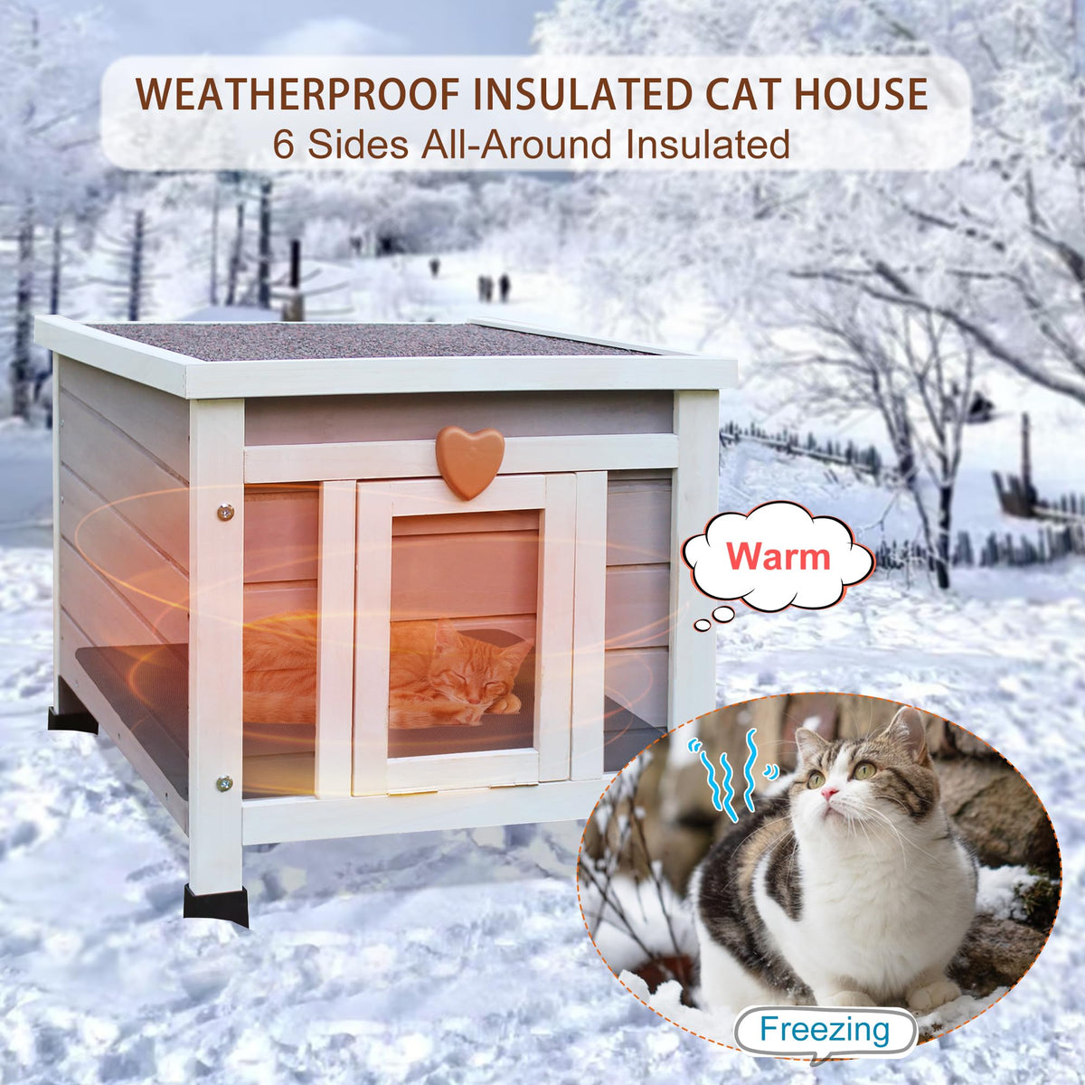 Insulated Outdoor Cat House with Liner F80437