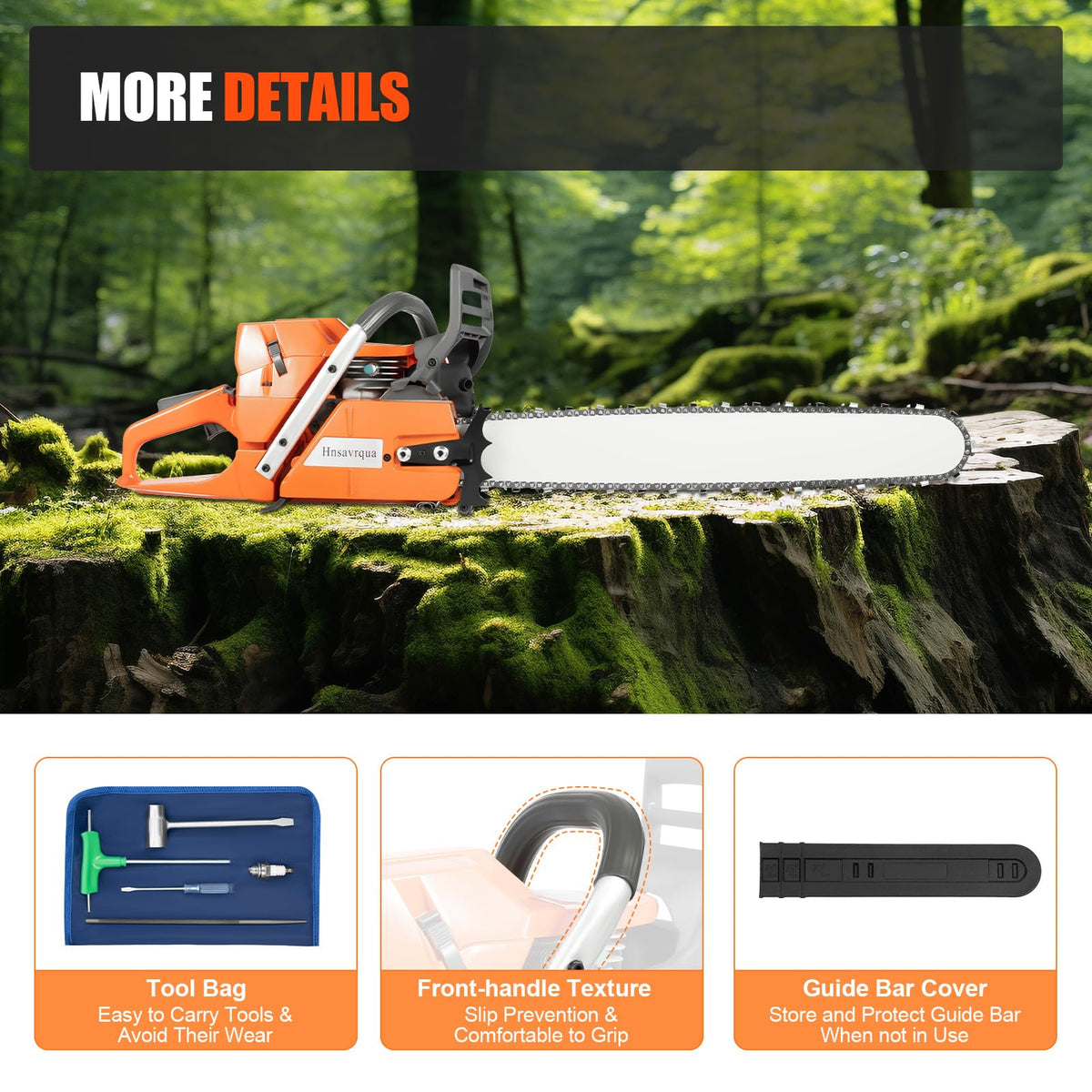 Gas Powered Chainsaw, 72cc 2-Cycle Engine, 24'' Handheld L6119
