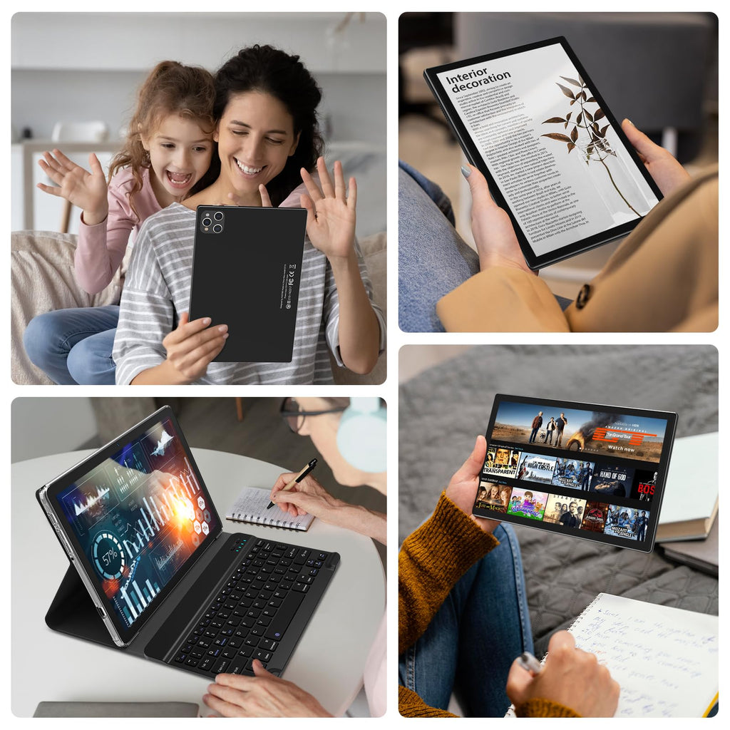10 inch Android Tablet with Keyboard, 128GB ROM 16GB RAM, Black I773645