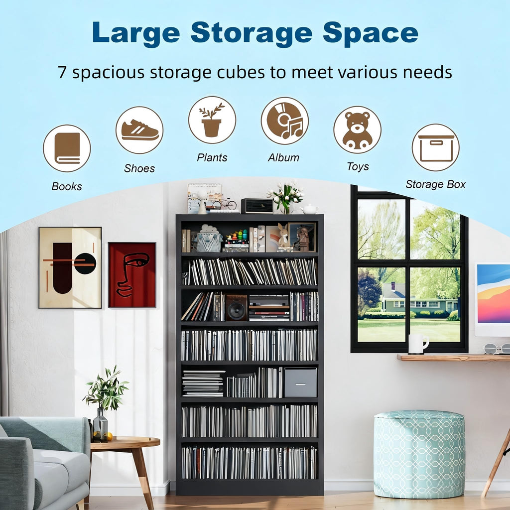 Black 7 Tier Metal Media Storage Cabinet C5187