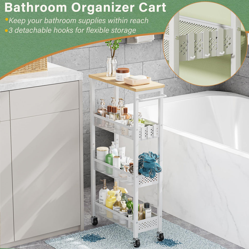 Laundry Room Organization Cart with Casters Y94357