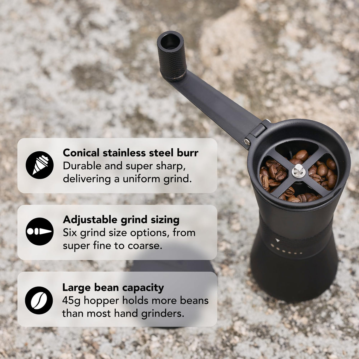 Manual Coffee Grinder with Stainless Steel Burrs O45958