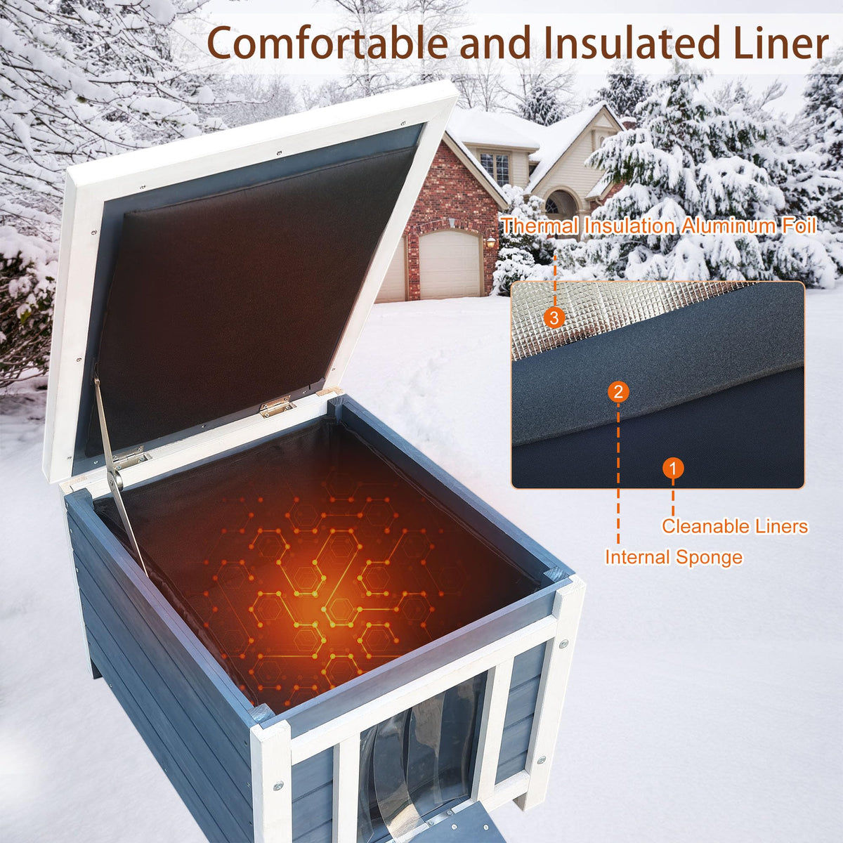 Insulated Outdoor Cat House with Liner F80437