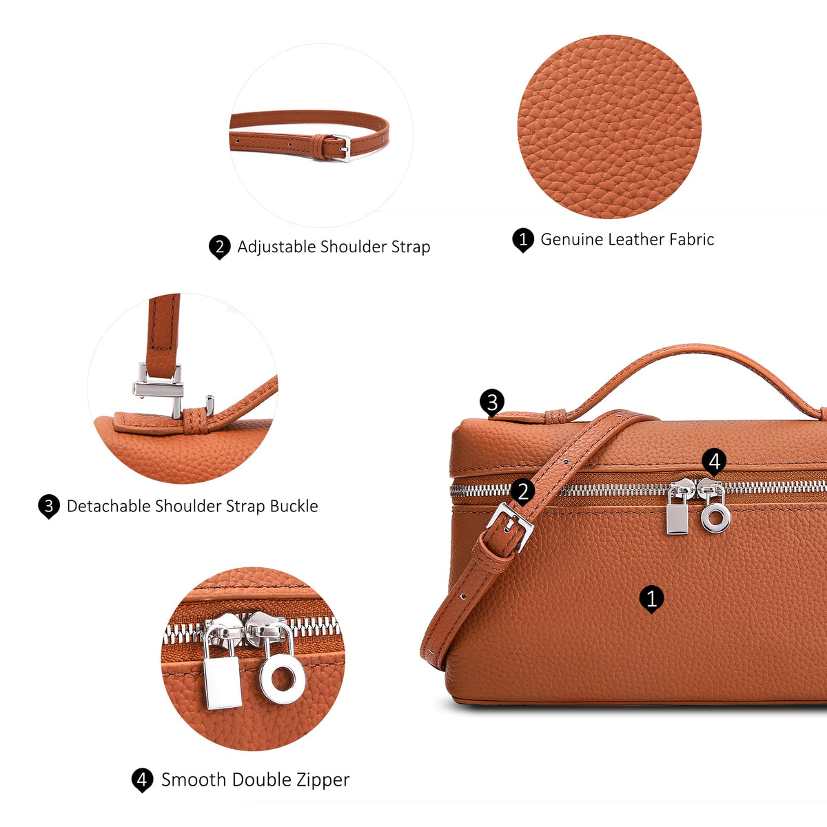 Small Genuine Leather Top-Handle Bag Y5939