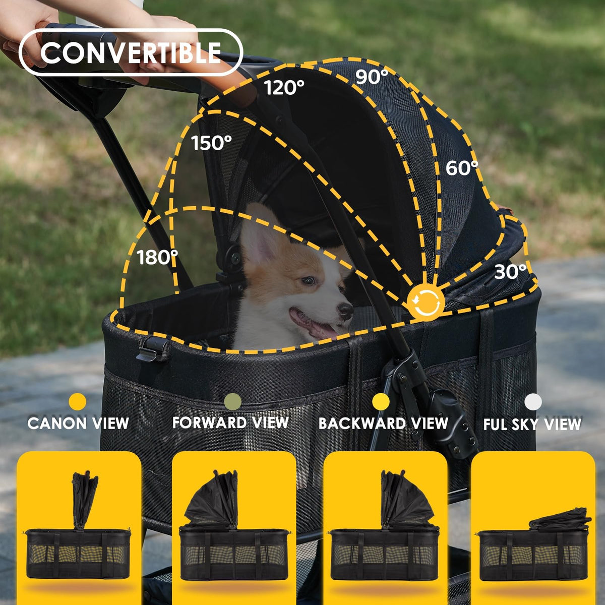 3 in 1 Folding Dog Stroller with Removable Carrier A316