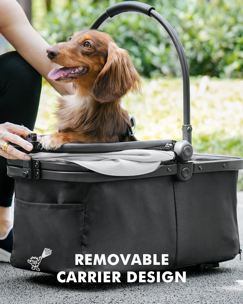 Black Foldable Pet Stroller with Detachable Carrier V668346