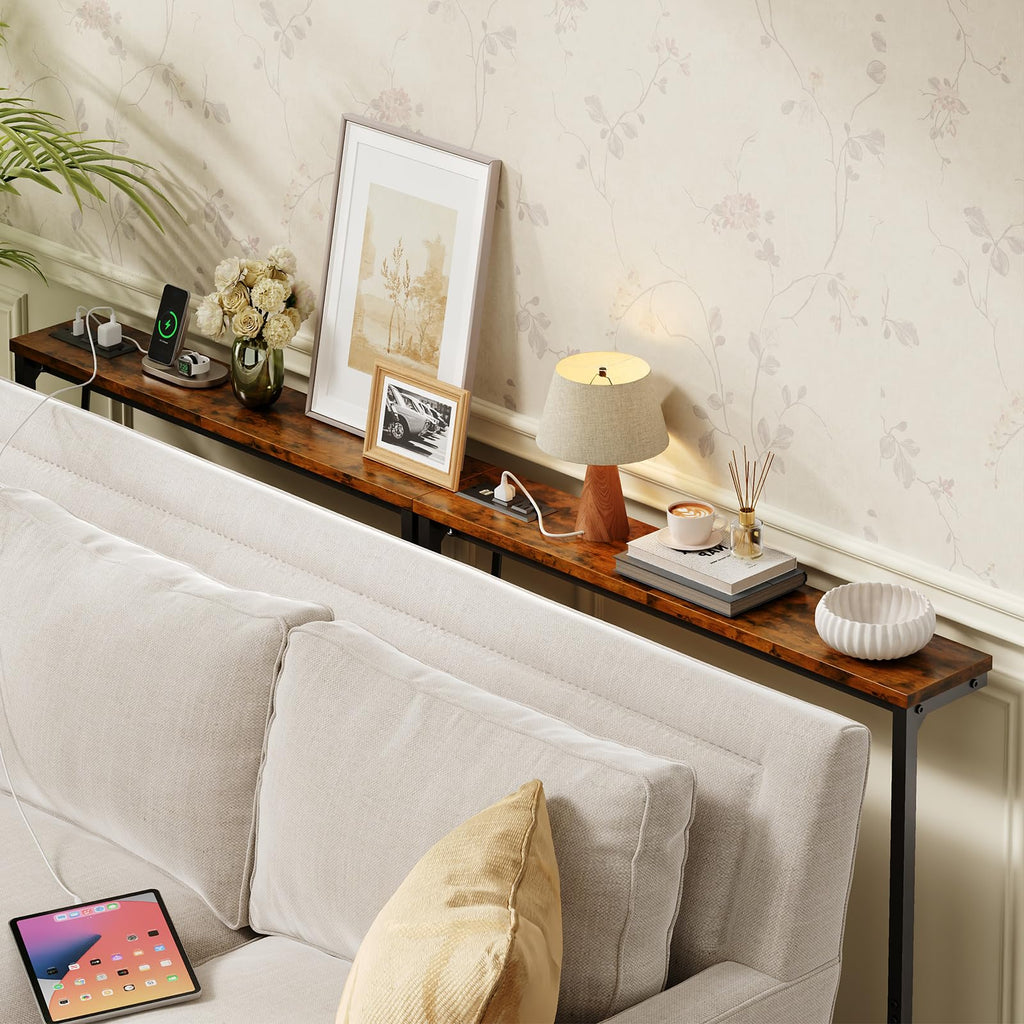 63 Inch Narrow Console Table with 2 Power Outlets K818273
