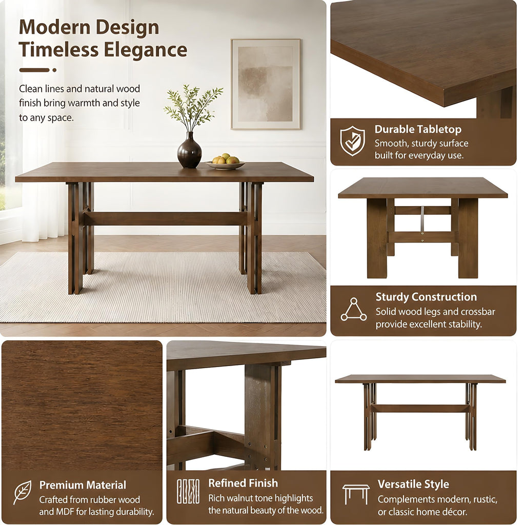7-Piece Rubber Wood Dining Table Set with Chairs E43990