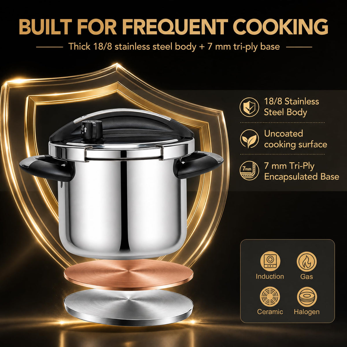 3.2QT Stainless Steel Stovetop Pressure Cooker Q295108