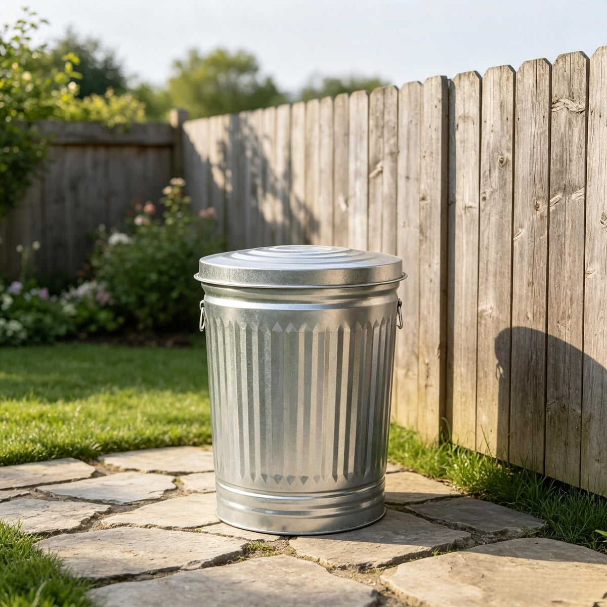 31 Gallon Heavy Duty Galvanized Metal Trash Can with Lid Y6728