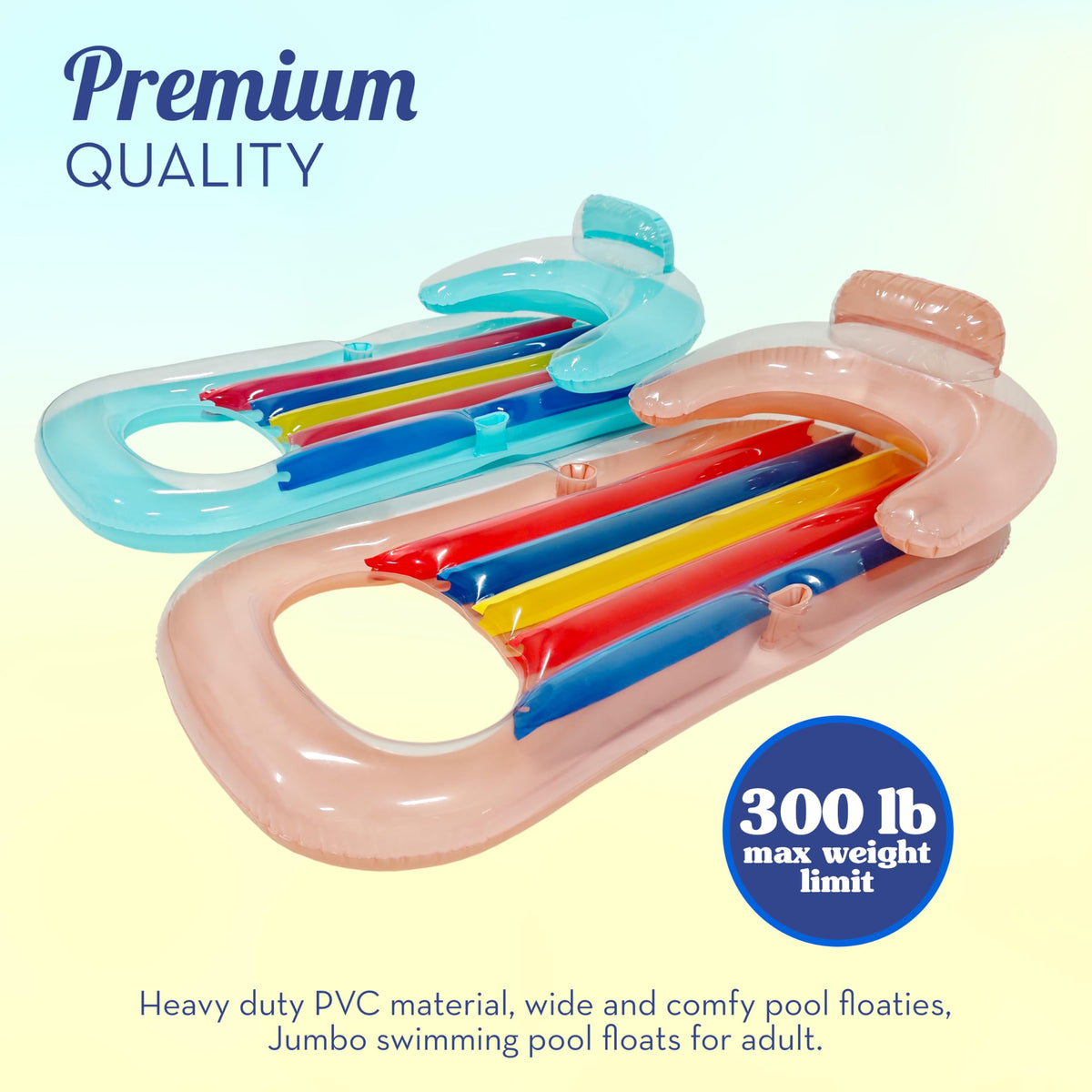 Adult Size Pool Floats Lounger with Cup Holder 2 Pack O569