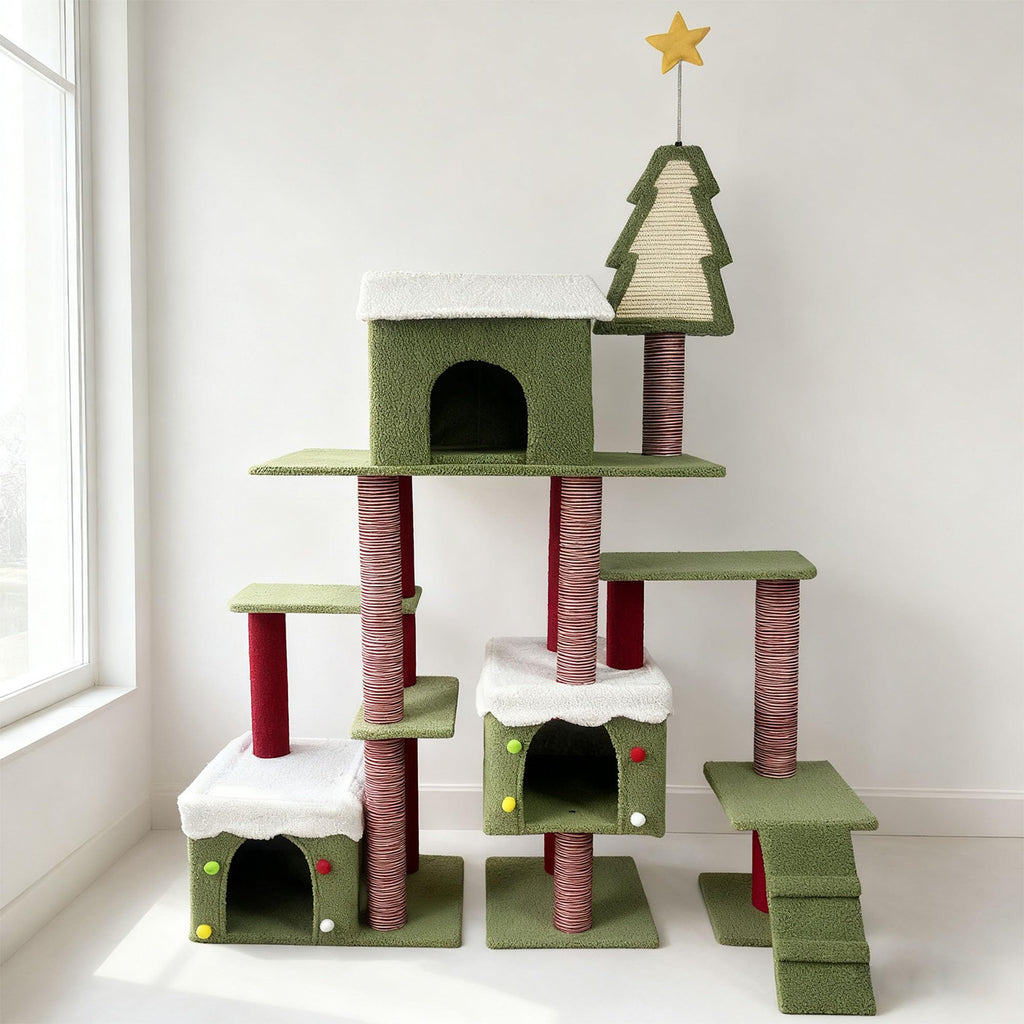 70 Inch Cat Tree with 3 Condos & Climbing Ladder W922