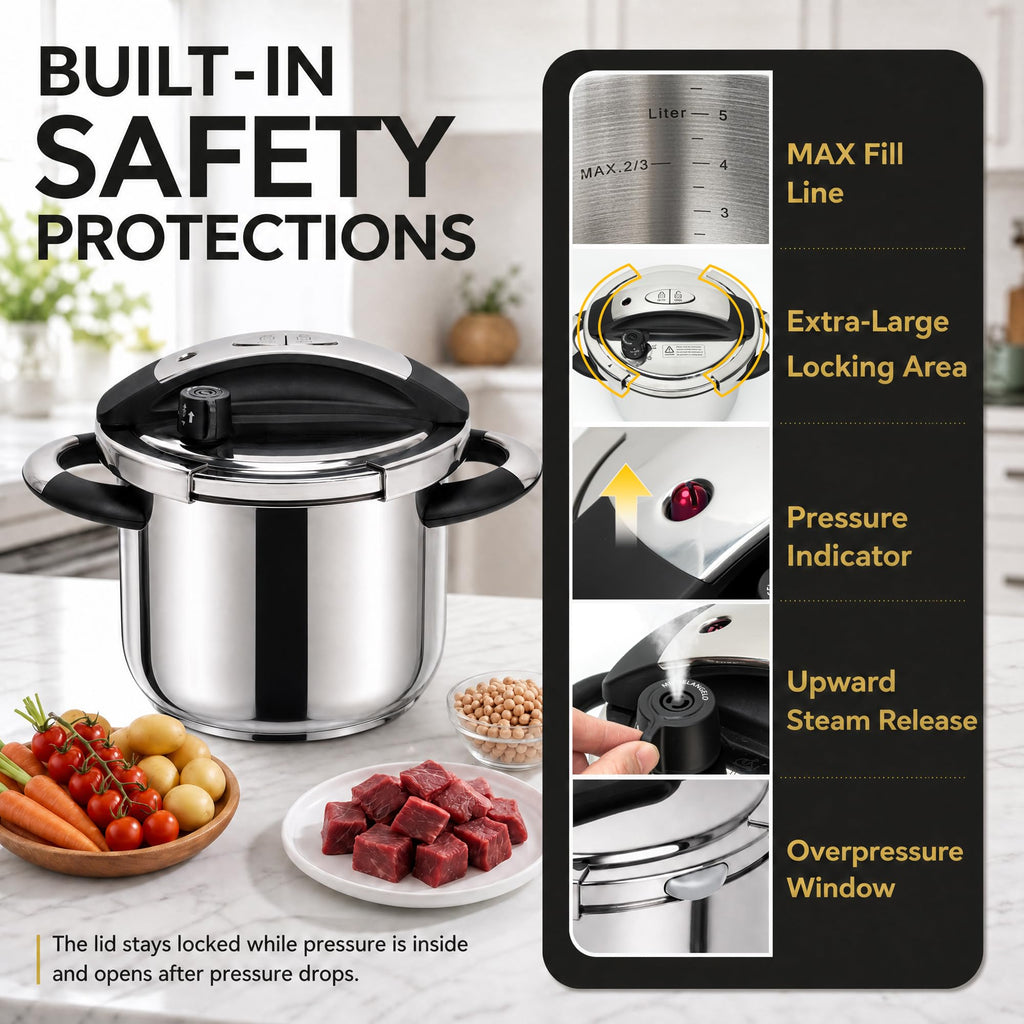 3.2QT Stainless Steel Stovetop Pressure Cooker Q295108