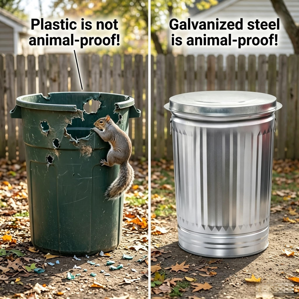 31 Gallon Heavy Duty Galvanized Metal Trash Can with Lid Y6728