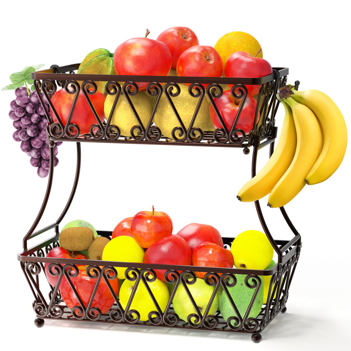 2-Tier Countertop Fruit Basket Bowl Storage Y487530