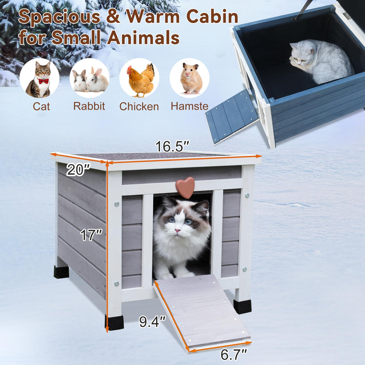 Insulated Outdoor Cat House with Liner F80437