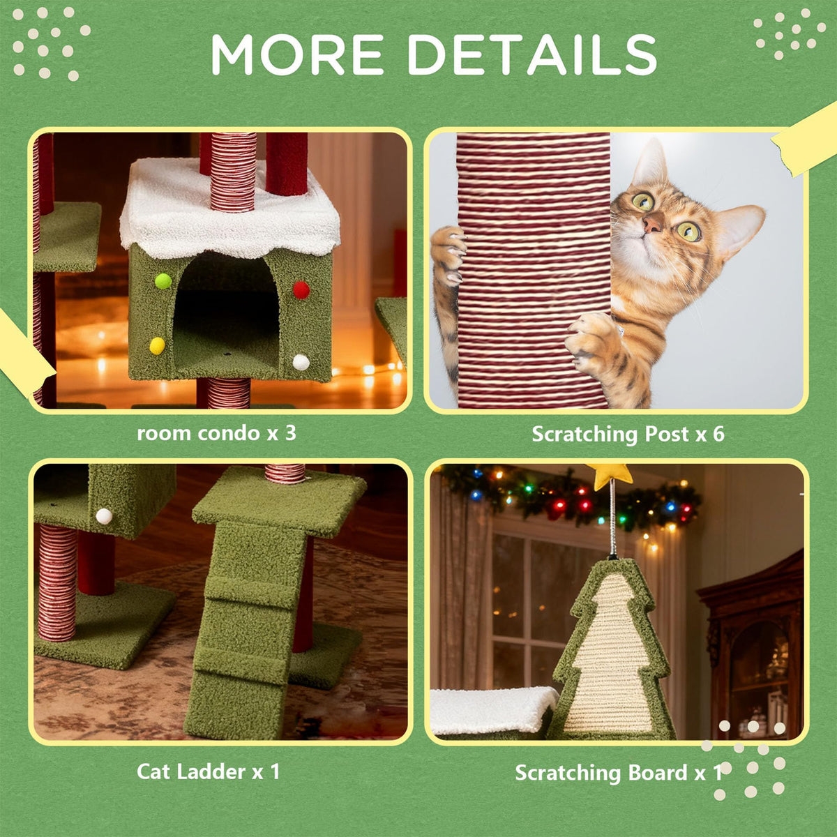 70 Inch Cat Tree with 3 Condos & Climbing Ladder W922