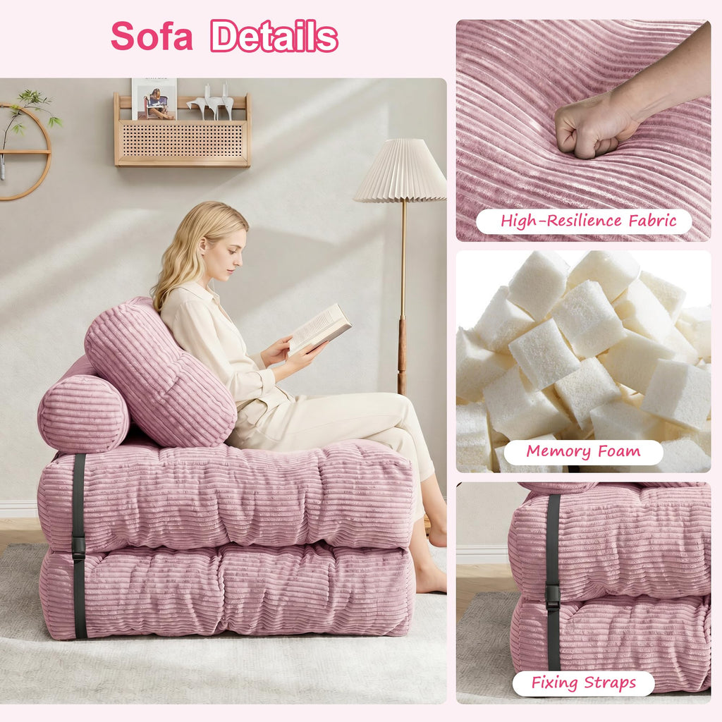 3-in-1 Folding Sofa Bed Convertible Futon Chair N851406
