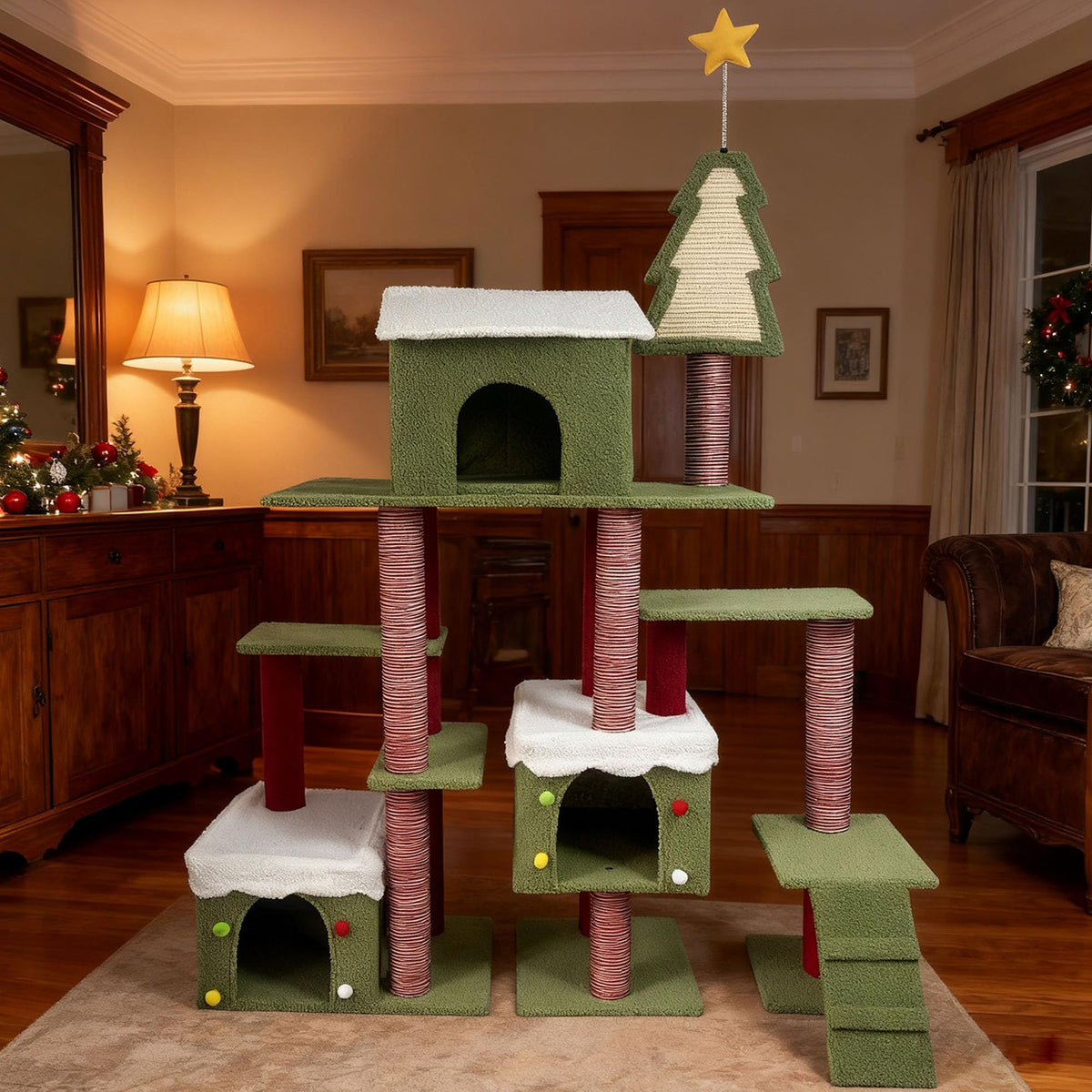 70 Inch Cat Tree with 3 Condos & Climbing Ladder W922