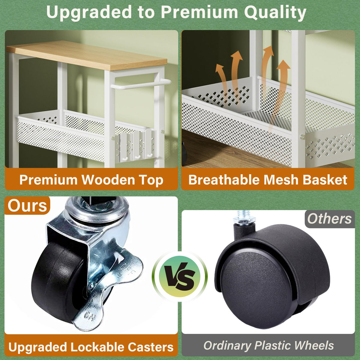 Laundry Room Organization Cart with Casters Y94357