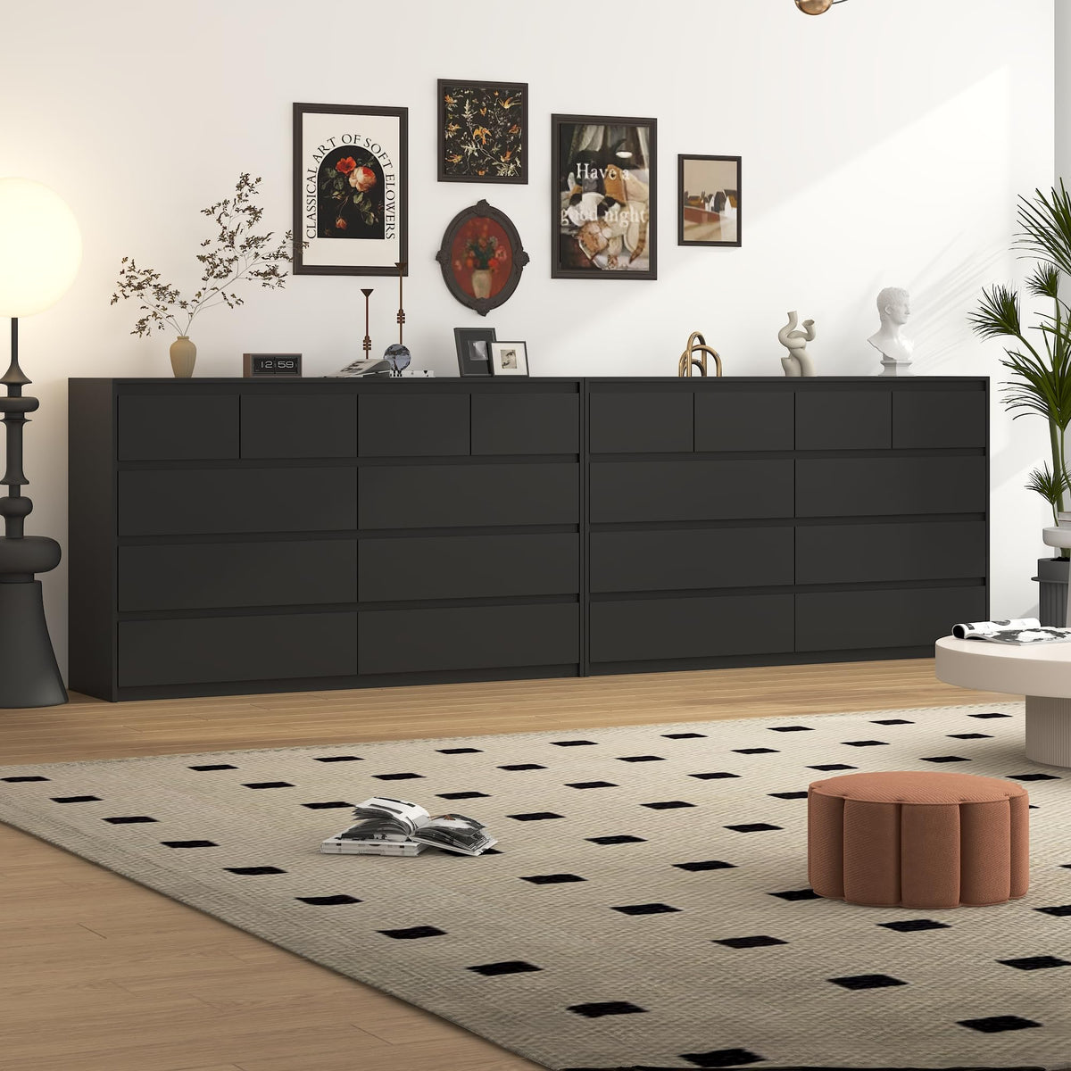 Black 10 Drawer Wood Dresser X6137