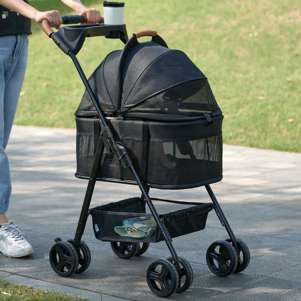 3 in 1 Folding Dog Stroller with Removable Carrier A316