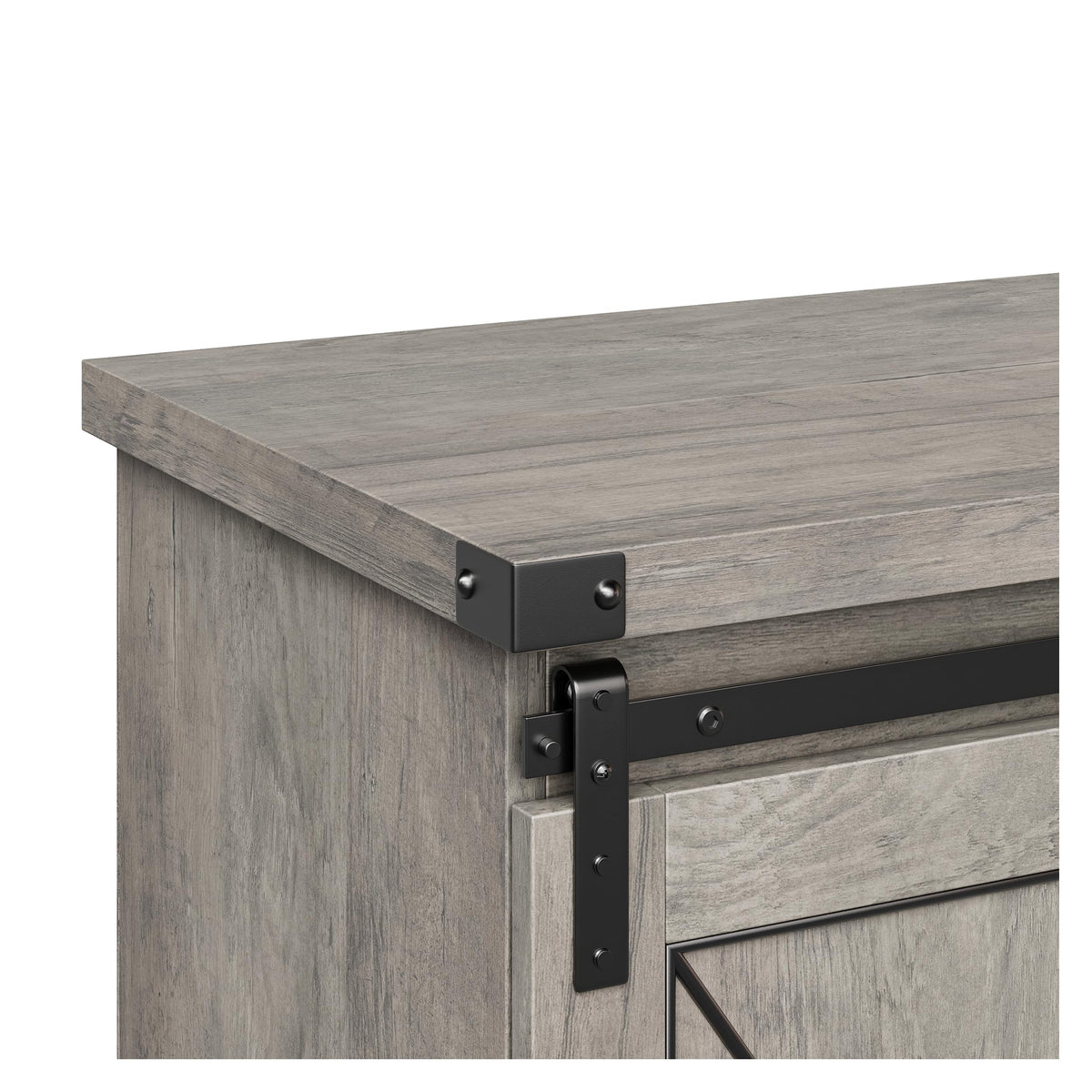 Farmhouse TV Stand with Sliding Barn Doors and Storage Cabinets, Grey G4601