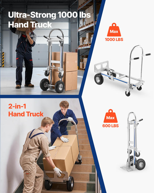 2 in 1 Convertible Hand Truck Dolly 1000 lbs Q348233