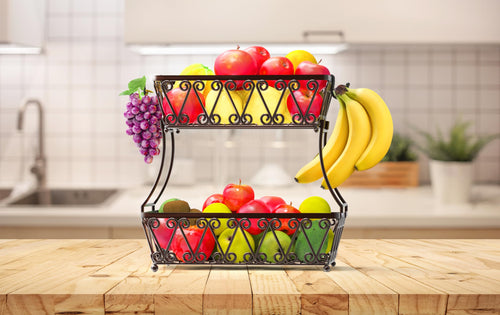 2-Tier Countertop Fruit Basket Bowl Storage Y487530
