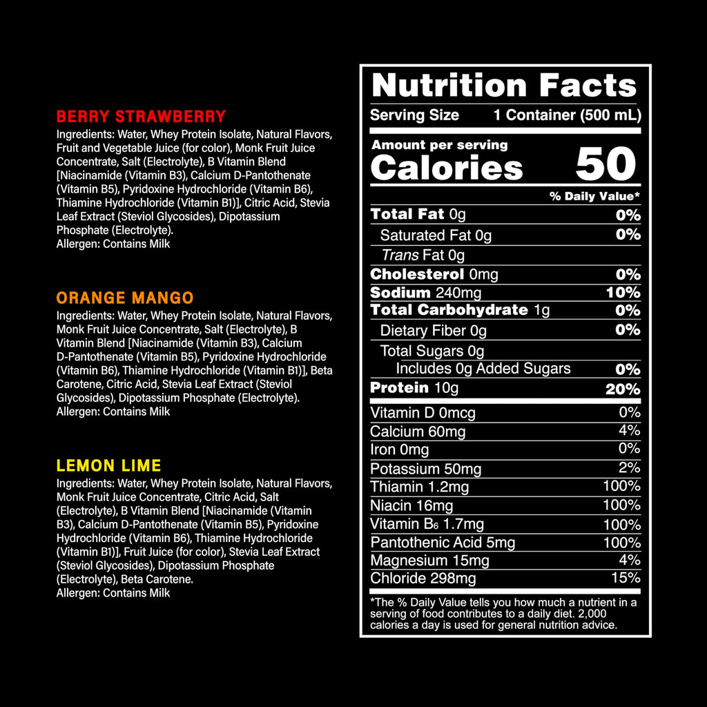 Whey Protein Water Variety Pack 16.9 Oz (Pack of 12) Z98219