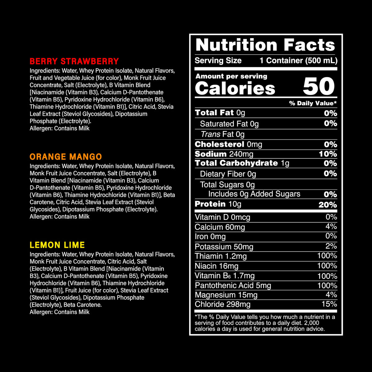 Whey Protein Water Variety Pack 16.9 Oz (Pack of 12) Z98219