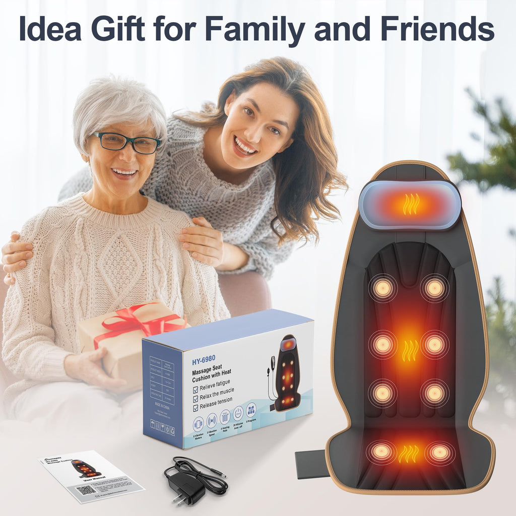Vibration Back Massager with Heat, 8 Motor Massage Seat Cushion L1928