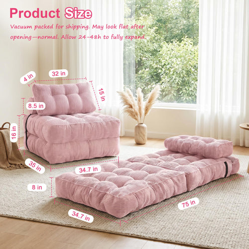 3-in-1 Folding Sofa Bed Convertible Futon Chair N851406