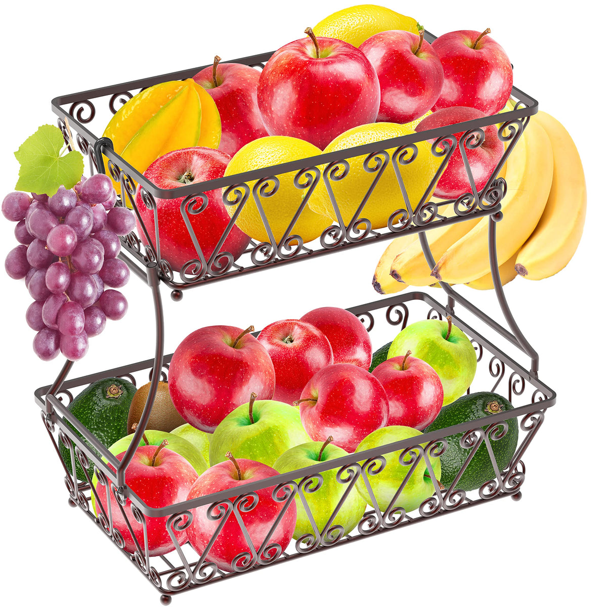 2-Tier Countertop Fruit Basket Bowl Storage Y487530