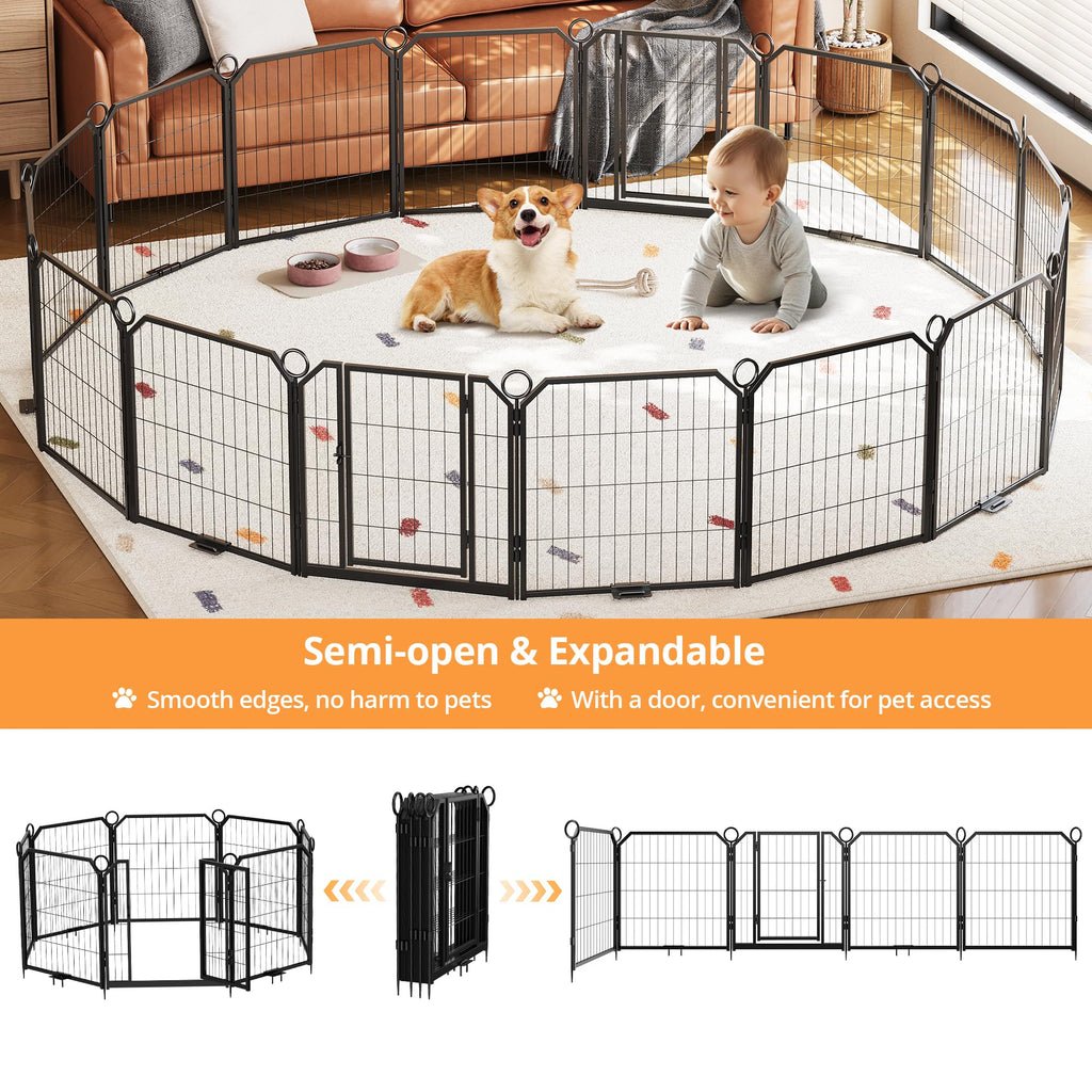 32 Inch 16 Panel Metal Dog Playpen H962317