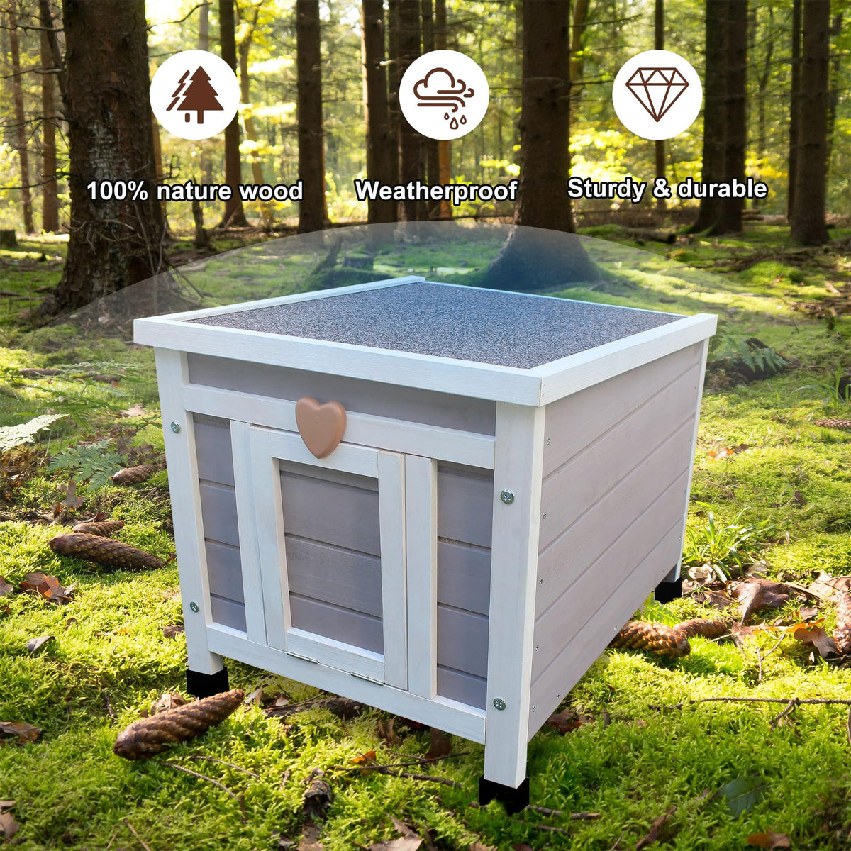 Insulated Outdoor Cat House with Liner F80437