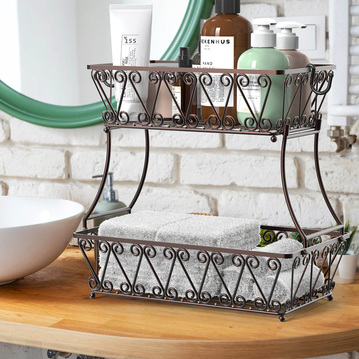 2-Tier Countertop Fruit Basket Bowl Storage Y487530