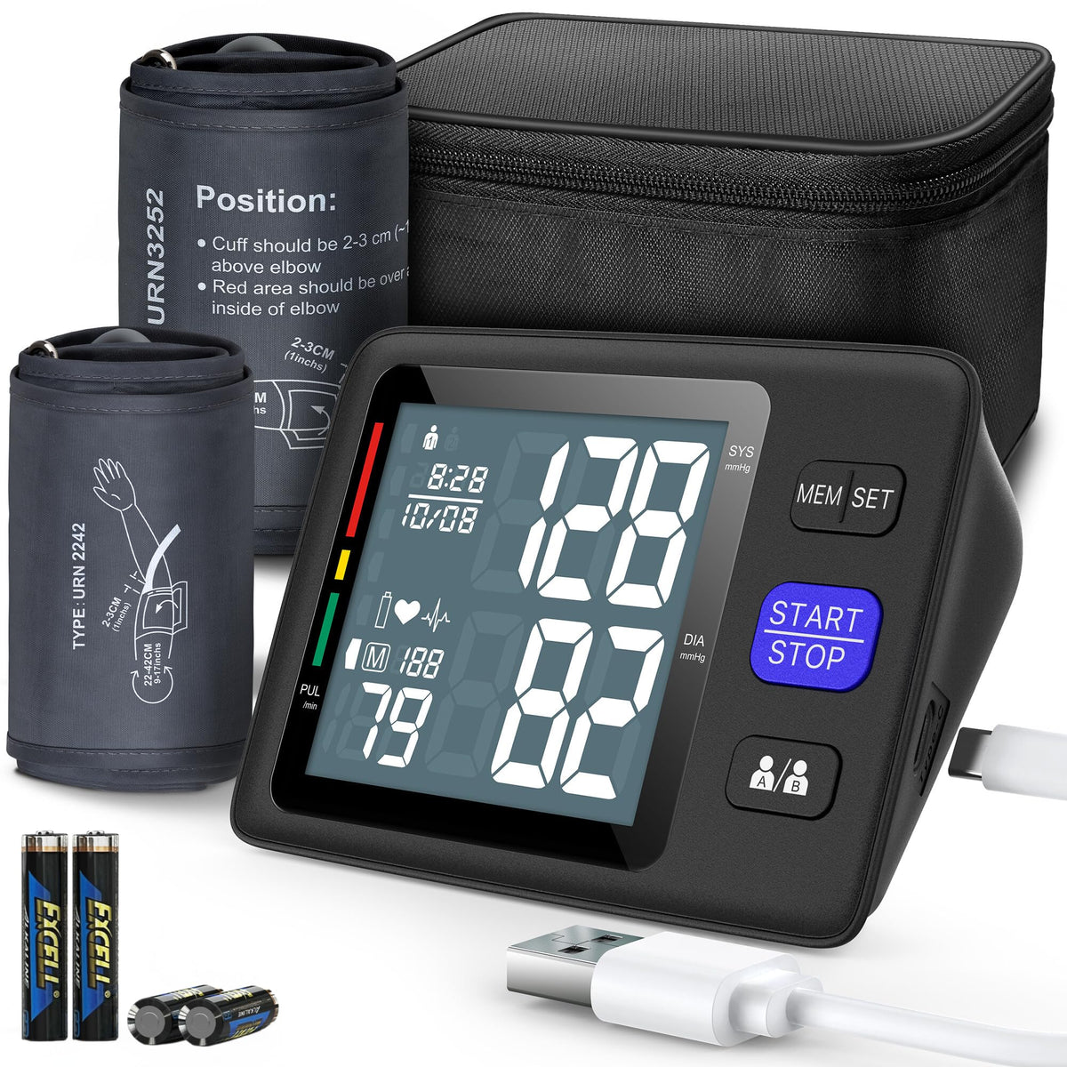 Upper Arm Blood Pressure Machine with 2 Size Cuffs T686